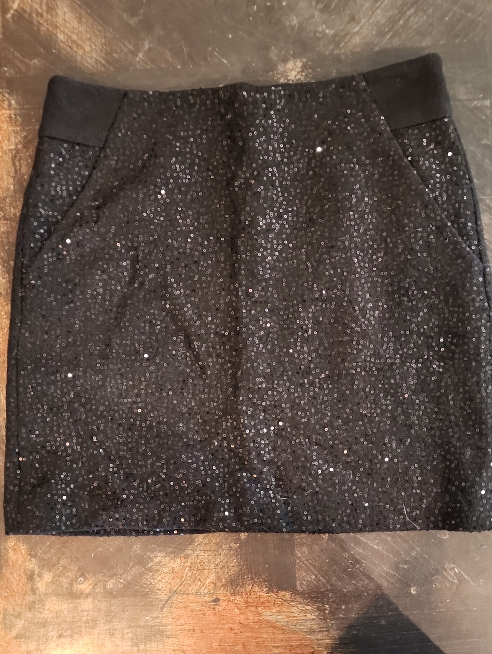 LOFT Black Sequined Mini Skirt